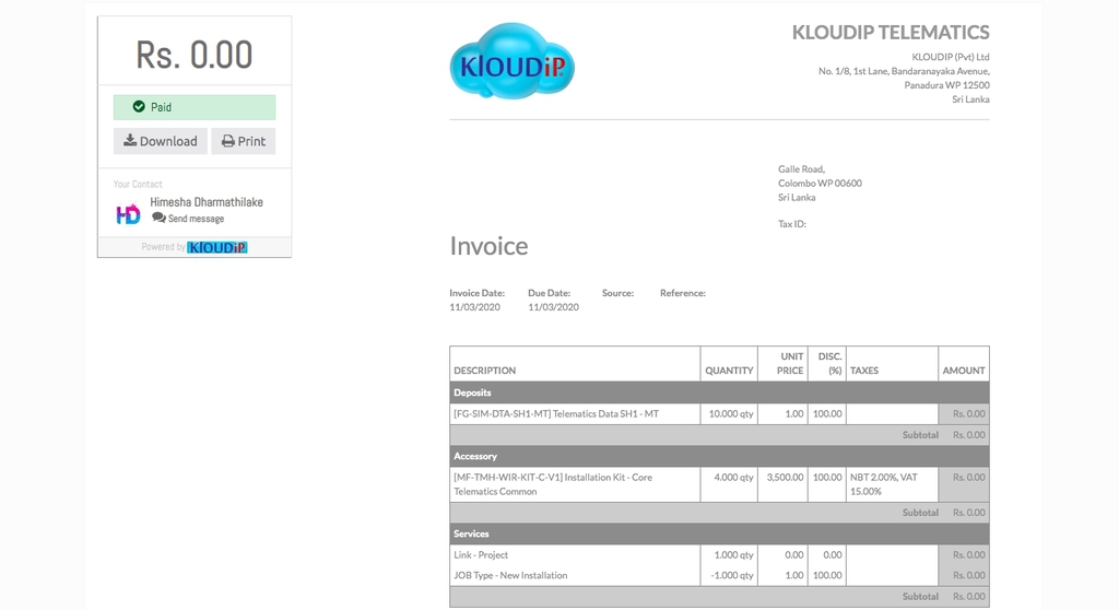 KLOUDIP customer portal: KLOUDIP customer portal: Invoice management for GPS tracking and fleet management customers