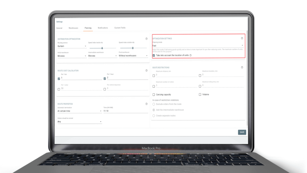 Logistics software: updated route-building options