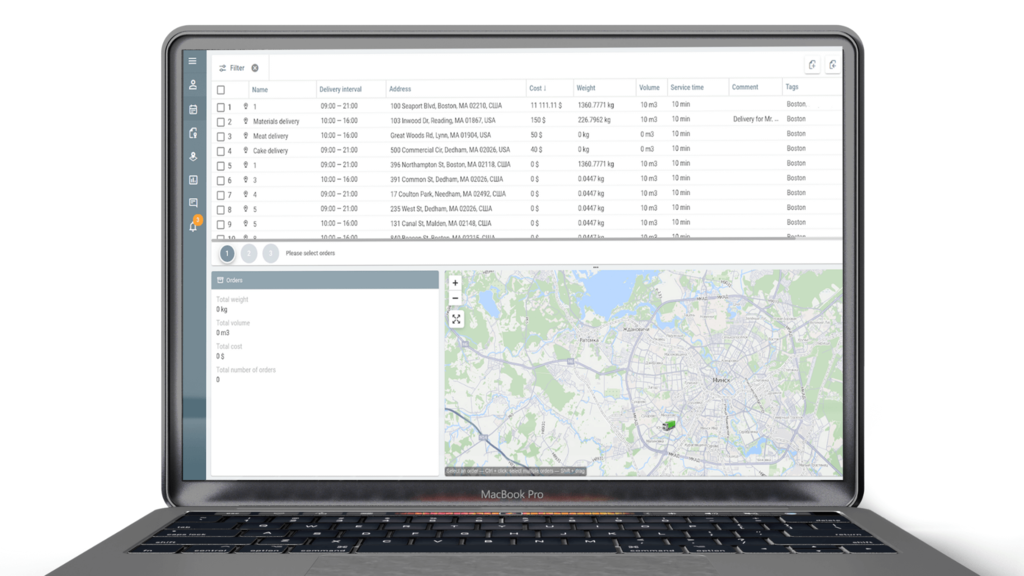 Logistics software: updated interface