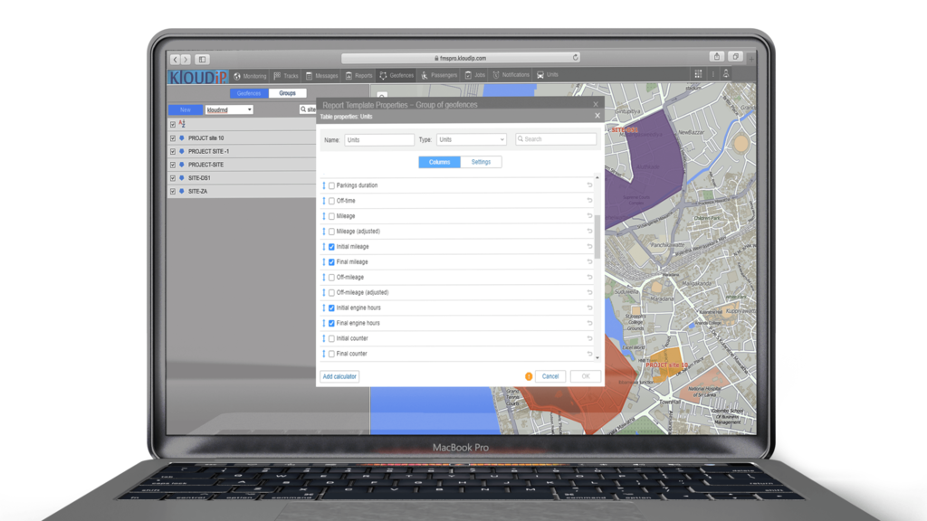Fleet management software: updated geofence reports