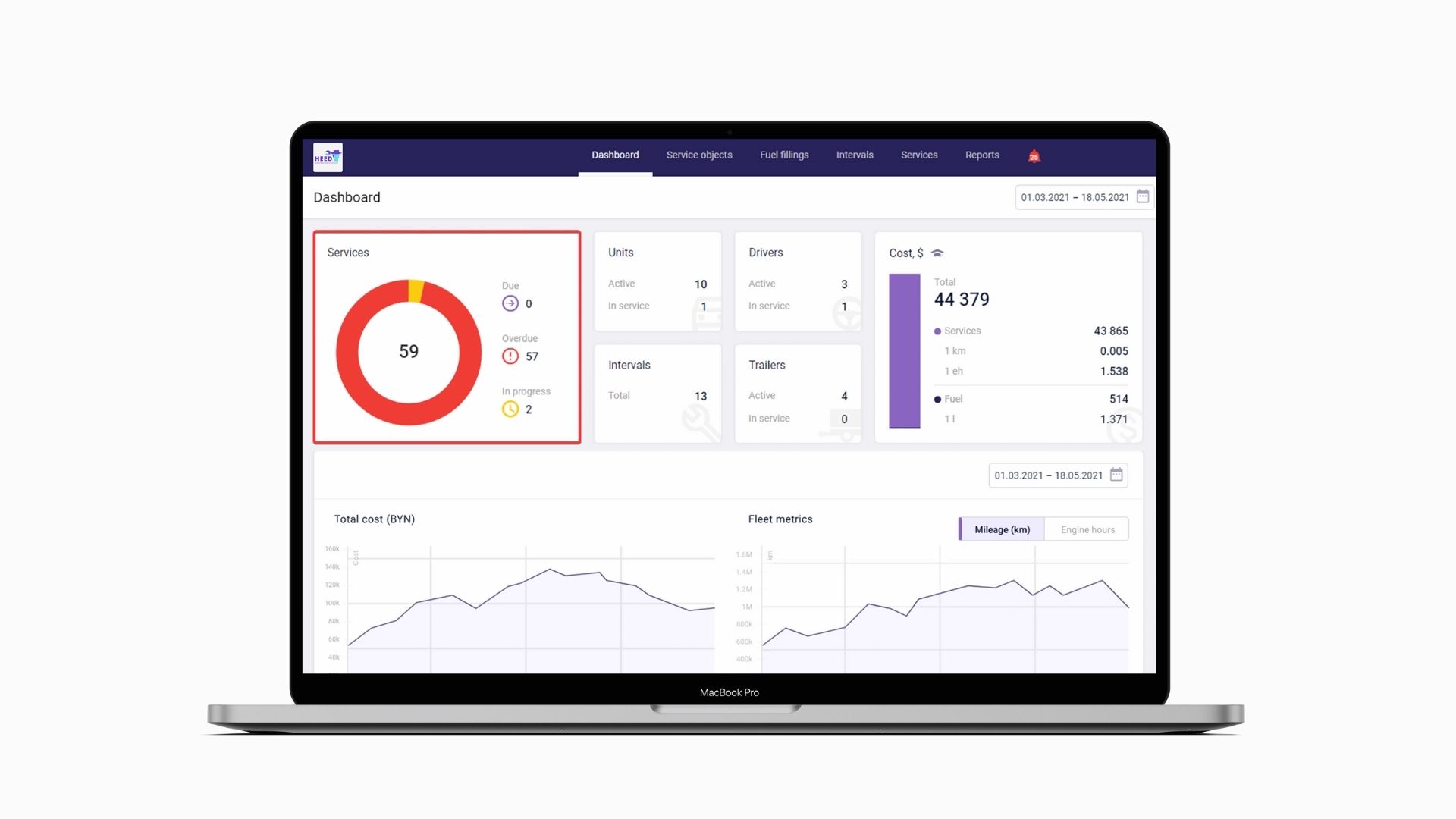 HEED Vehicle maintenance management dashboard