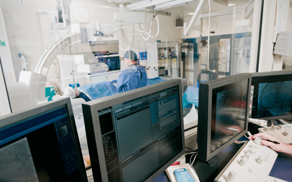 A cath lab in a smart hospital